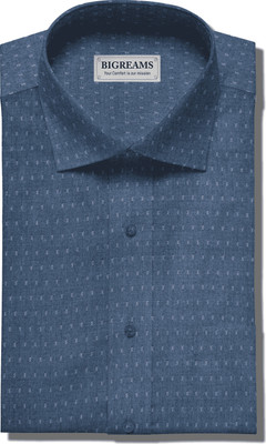 Bigreams Cotton Blend Self Design Shirt Fabric