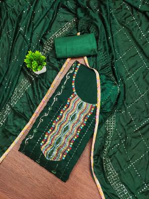 Sindharat Fashion Silk Blend Embroidered Salwar Suit Material