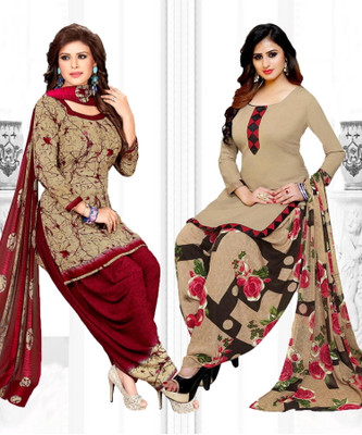 YASHIKA Crepe Solid, Floral Print, Printed Salwar Suit Material
