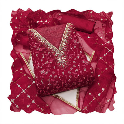 NEGRONI Organza Embroidered Salwar Suit Material