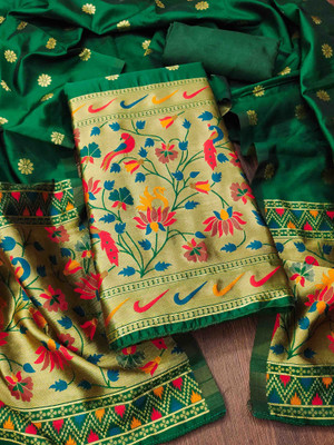 Blissta Silk Blend Self Design Salwar Suit Material