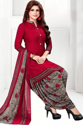 HE VAHLA Crepe Solid, Printed Salwar Suit Material