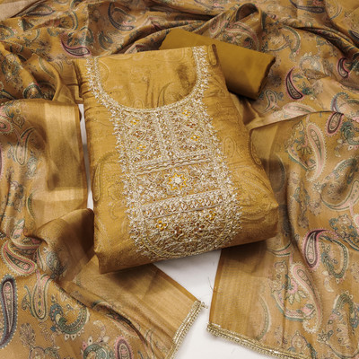 ShopGlobal Cotton Silk Embroidered Salwar Suit Material