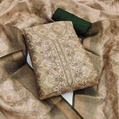 Blissta Cotton Silk Embellished Salwar Suit Material