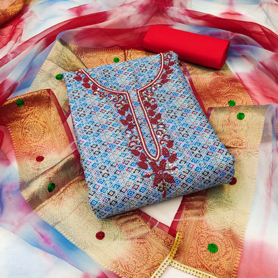 Blissta Cotton Blend Printed Salwar Suit Material