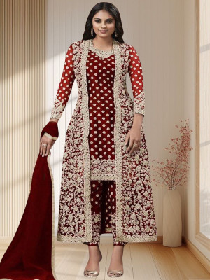 Amit Net/Lace Embroidered Salwar Suit Material
