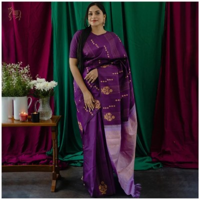 V V FASHION Embellished Bollywood Jacquard Saree(Purple)