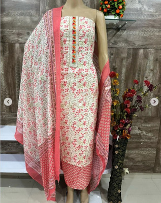Meghdoot Textiles Pure Cotton Floral Print, Chevron/Zig Zag Salwar Suit Material