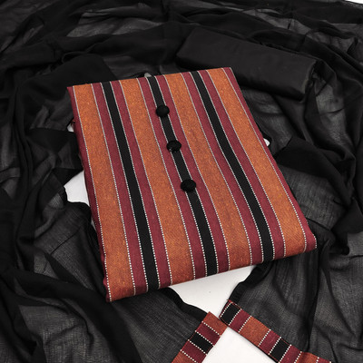 Ethnic Junction Cotton Blend Striped Salwar Suit Material