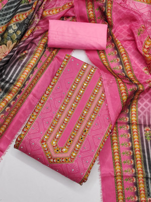 Divastri Silk Blend Embellished, Printed Salwar Suit Material