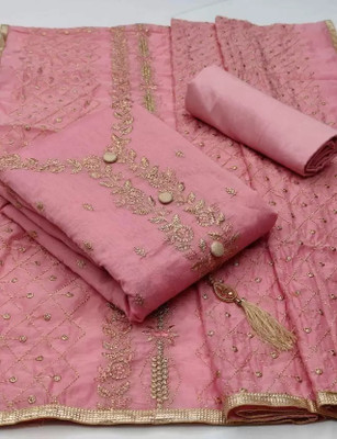 SWARNGANGA TEX Cotton Silk Embroidered Salwar Suit Material