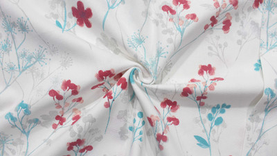 COTTON CANDY Mod_CC.FAB.004 Linear Floral Sofa Fabric(Aqua & Red 10 m)