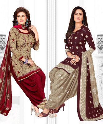 Caoimhe Crepe Solid, Printed Salwar Suit Material