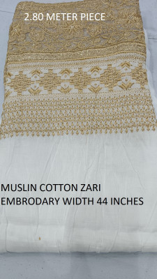 SATKAAR FASHIONS Muslin Embroidered Multipurpose Running Fabric
