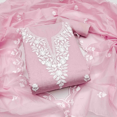 Divastri Cotton Blend Embroidered Salwar Suit Material