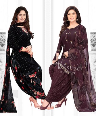 YASHIKA Crepe Solid, Printed, Geometric Print Salwar Suit Material