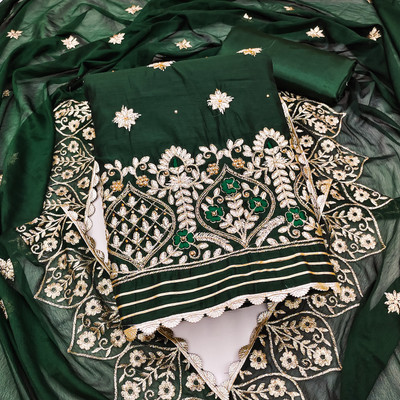 Blissta Chanderi Embroidered Salwar Suit Material