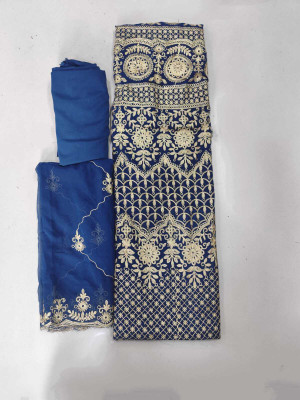 skyfiesta Georgette Embroidered Salwar Suit Material