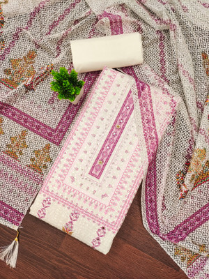 manvaa Cotton Silk Embroidered Salwar Suit Material