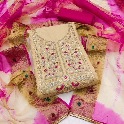 Divastri Cotton Blend Embroidered Salwar Suit Material