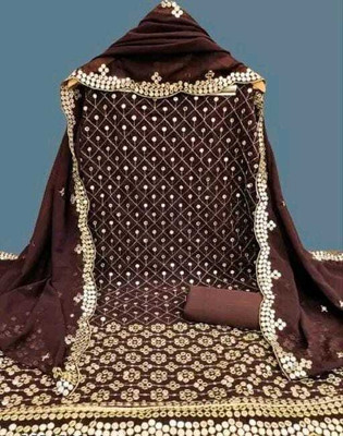 FUSIONVALLEY Georgette Embroidered Salwar Suit Material