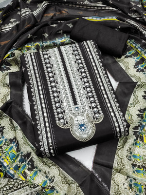 PandadiSaree Silk Blend Embellished, Printed Salwar Suit Material