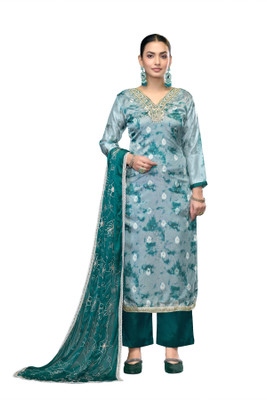 ShopGlobal Chiffon Embroidered Salwar Suit Material