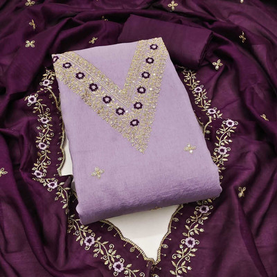 BlissFlair Cotton Silk Embroidered Kurta Fabric