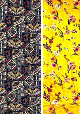 KurtiKo Crepe Floral Print Gown/Anarkali Kurta & Bottom Material
