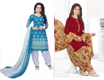 VERCO Crepe Printed Kurta & Patiyala Material