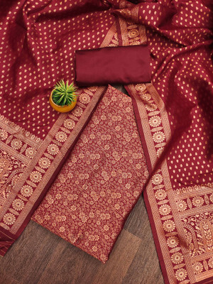 manvaa Silk Blend Printed Salwar Suit Material