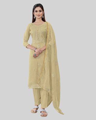 Tavas Chanderi Embroidered Salwar Suit Material