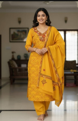 RIDDHI Pure Cotton Embroidered Salwar Suit Material