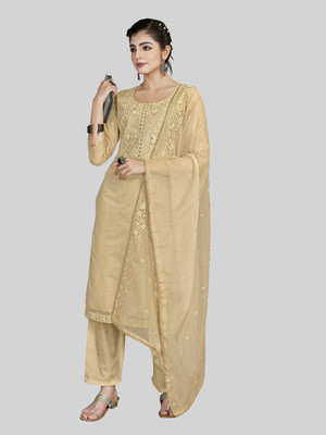 HouseOfCommon Chanderi Embroidered Salwar Suit Material