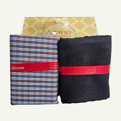 Arvind Cotton Blend Checkered Shirt & Trouser Fabric