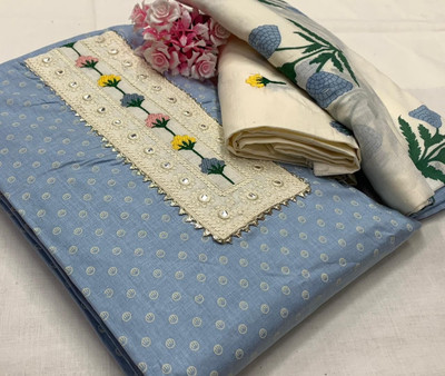 Vinayak fashoin Pure Cotton Embroidered, Floral Print Salwar Suit Material