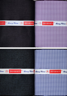 JHABAK'S Polycotton Checkered, Self Design Shirt & Trouser Fabric