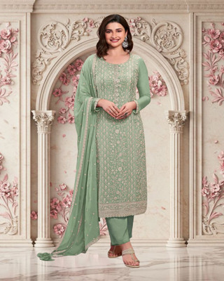 Dealbazaars Corporation Silk Blend Embroidered, Embellished, Self Design Salwar Suit Material