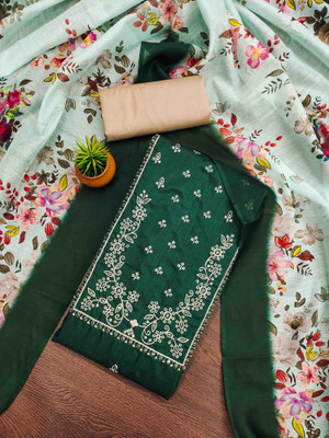 Blissta Cotton Blend Embroidered Salwar Suit Material
