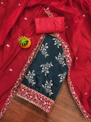 BRJ NX Cotton Blend Embroidered Salwar Suit Material