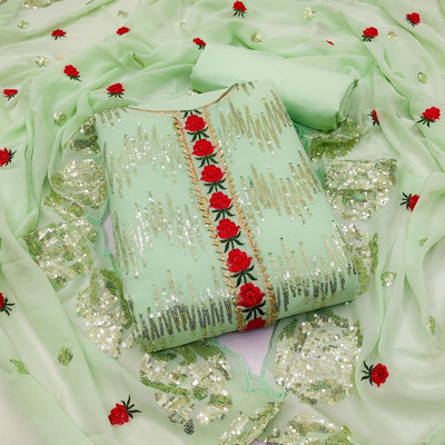 SWARNGANGA TEX Georgette Embroidered Salwar Suit Material