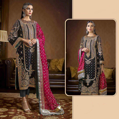 COCFI Georgette Embroidered Salwar Suit Material
