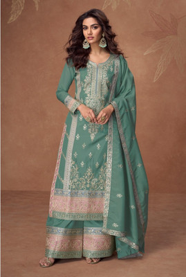 Shoponbit Chiffon Embroidered Salwar and Dupatta Material