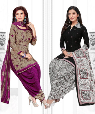 ANIRAV Crepe Solid, Printed, Geometric Print Salwar Suit Material