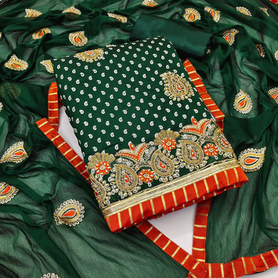 manvaa Chanderi Embroidered Salwar Suit Material