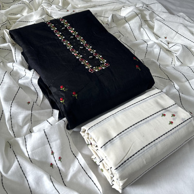 krishna boutique Pure Cotton Embroidered Salwar Suit Material
