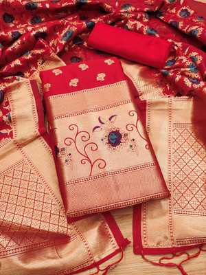 PandadiSaree Cotton Silk Embellished Salwar Suit Material