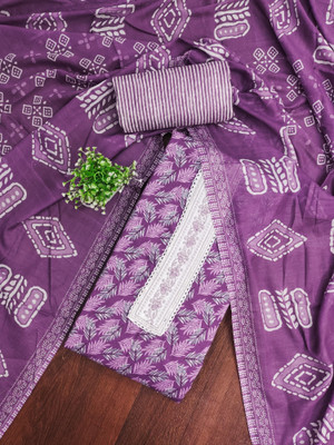 LeeliPeeri Designer Cotton Blend Embroidered, Floral Print Salwar Suit Material