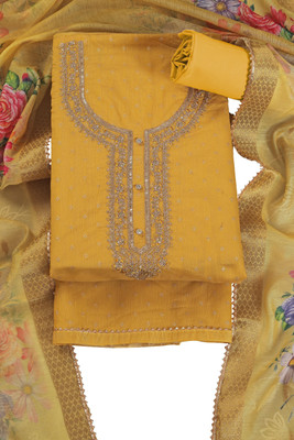 Tavas Chanderi Embroidered Salwar Suit Material