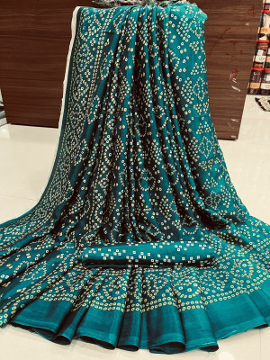 REDX Embellished Bandhani Silk Blend, Pure Silk Saree(Multicolor)